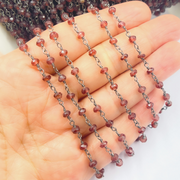 Garnet Gemstone Wire Wrap Chain.